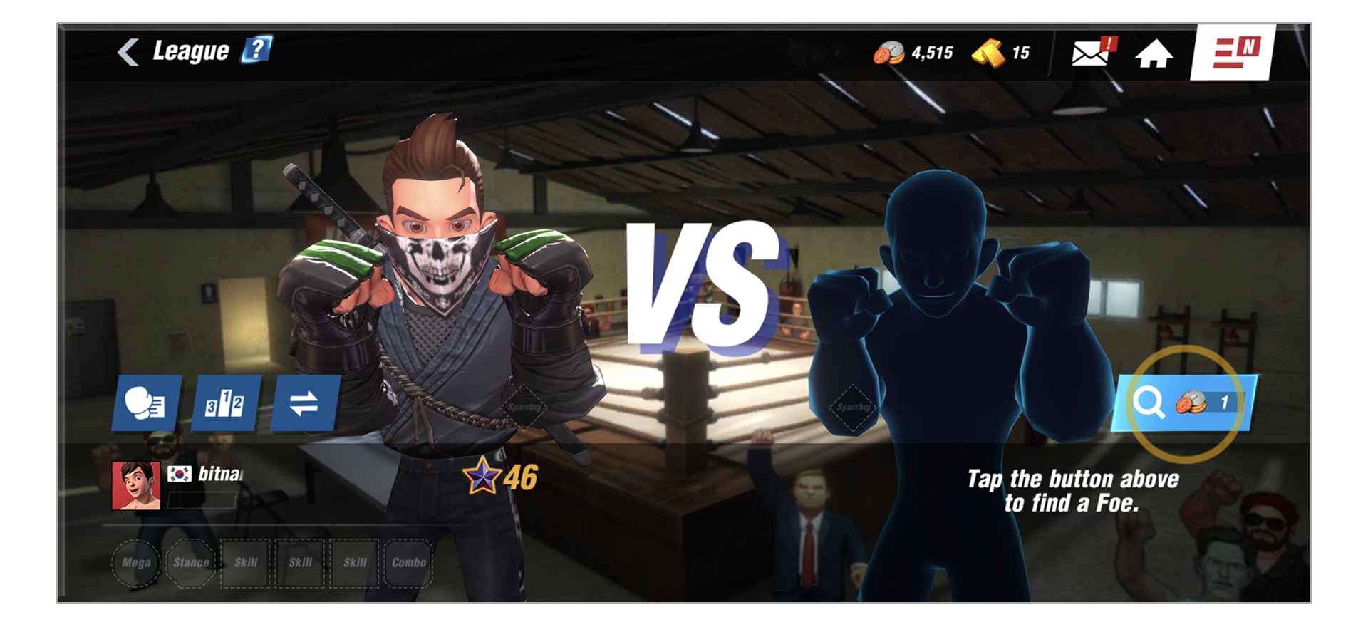 PvP League Mode menu