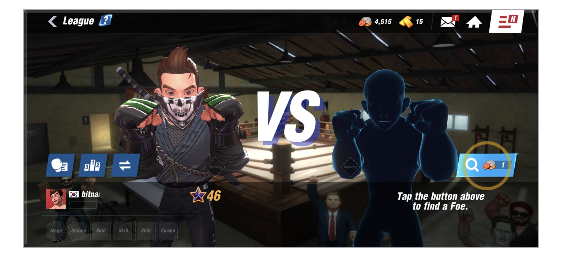 PvP League Mode menu